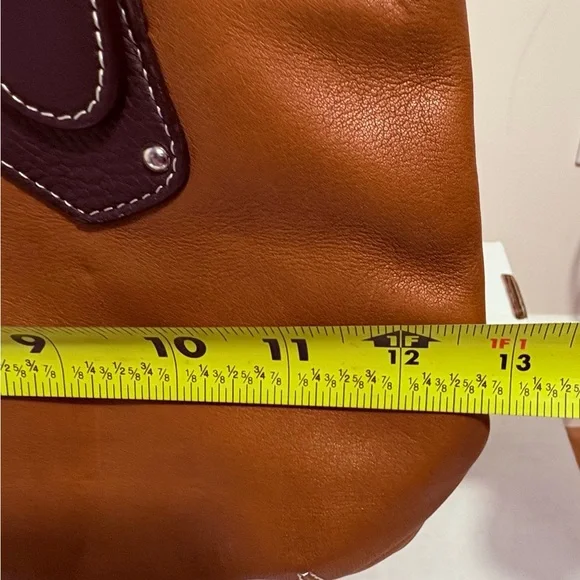 NWOT Tiganello Genuine Leather Med Brown/Dark Brown with Silver Shoulder Bag. - Picture 10 of 12